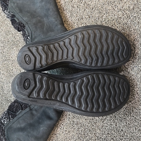 UGG Australia 1936 Tall Leather Winter Boots with Knit Cuff Wedge Shoes Sz 9 - Picture 5 of 9